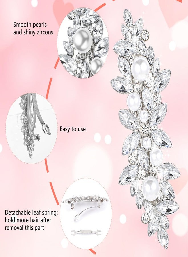 Nogeqi 4PCS Sparkly Rhinestone Hair Clips for Women, Silver Flower Crystal Hair Clips, Metal Alloy Rhinestone Barrettes Accessories for Wedding, Party, Everyday - Image 5